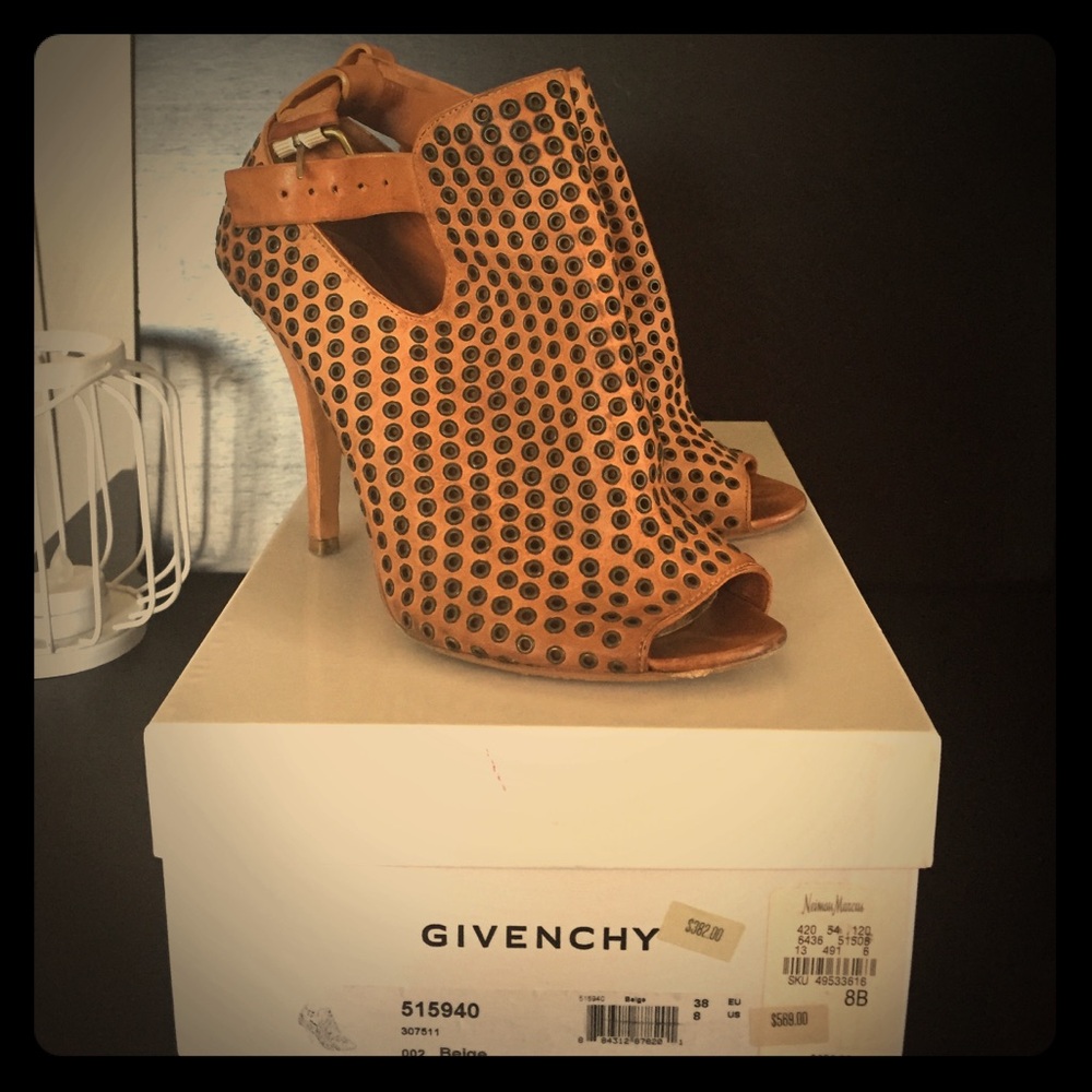 Givenchy Tan Ankle Boots with Black Studs